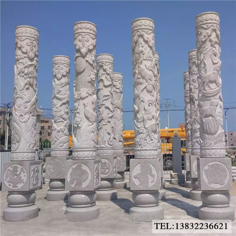 石雕盘龙柱广场景观装饰石头柱子