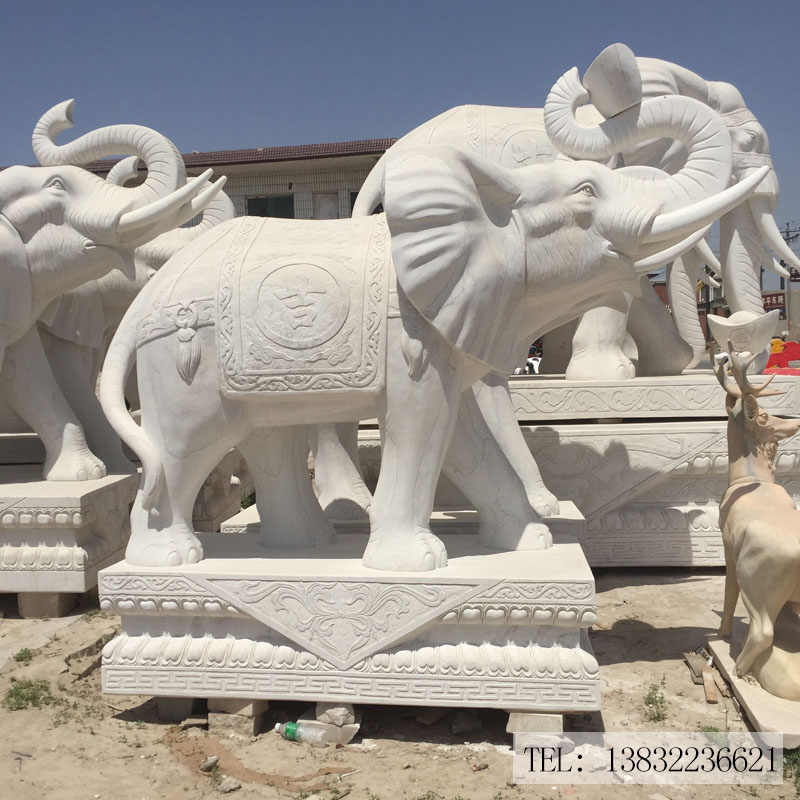 石雕动物大象雕塑定制厂家