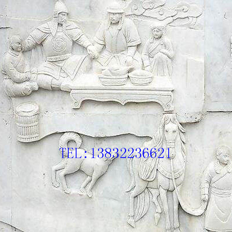 汉白玉石雕古代人物浮雕广场壁画雕塑加工
